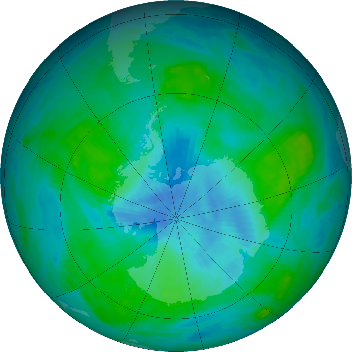 Antarctic ozone map for 24 February 1990
